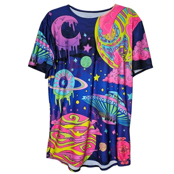 Freedom Rave Wear Tops - Freedom Rave Wear L Tee Trippy Psychedelic Alien Space Planet Moon Star T Shirt